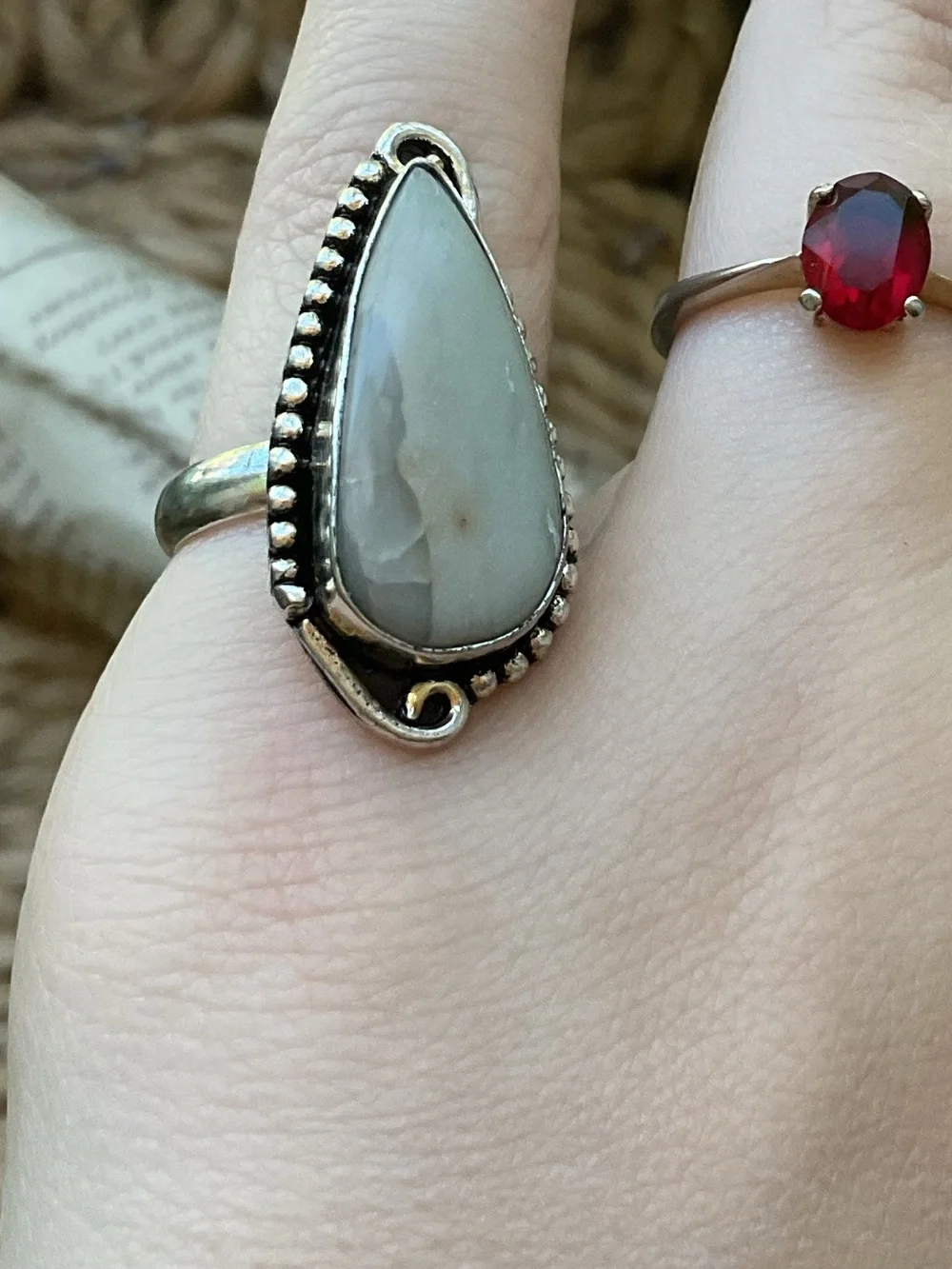 Vintage Sterling Silver Blue Lace Agate Gemstone Ring Size 5.5